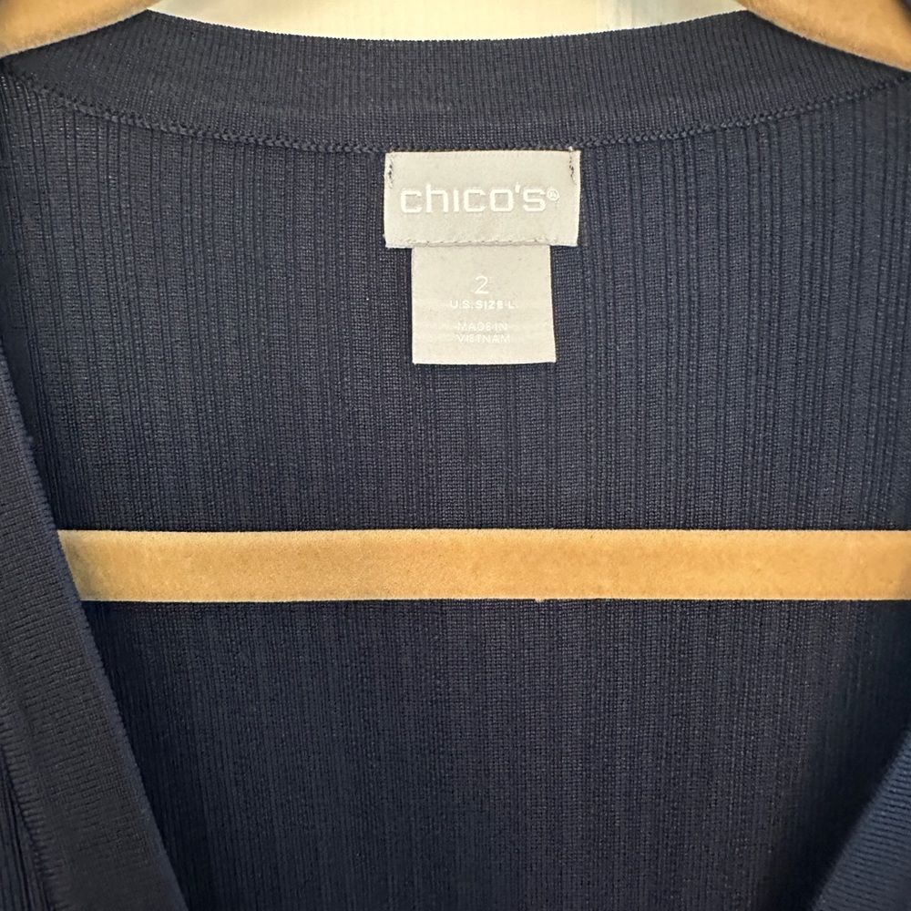 Chico's Ribbed Open Cardigan in Navy - Picture 3 of 7